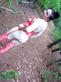 Mature woman is spreading legs