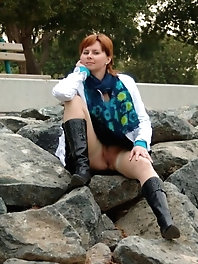 Hottest old cougar is posing almost naked on cam