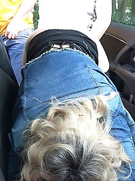 Having fun with some cocks and a lollipop at a parking area