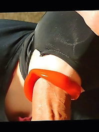 Mature lady is playing alone