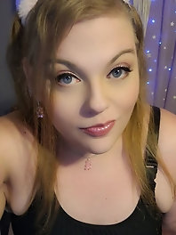 Cute chubby blonde in pigtails and gamer girl lingerie